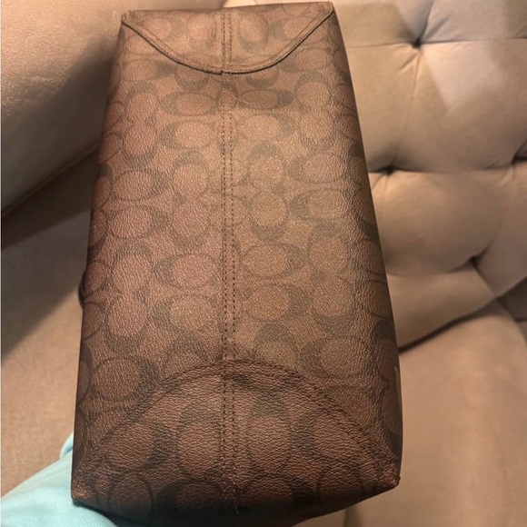 Unique Coach Brown Signature Tote with Purple and Orange Floral Print - Picture 4 of 8